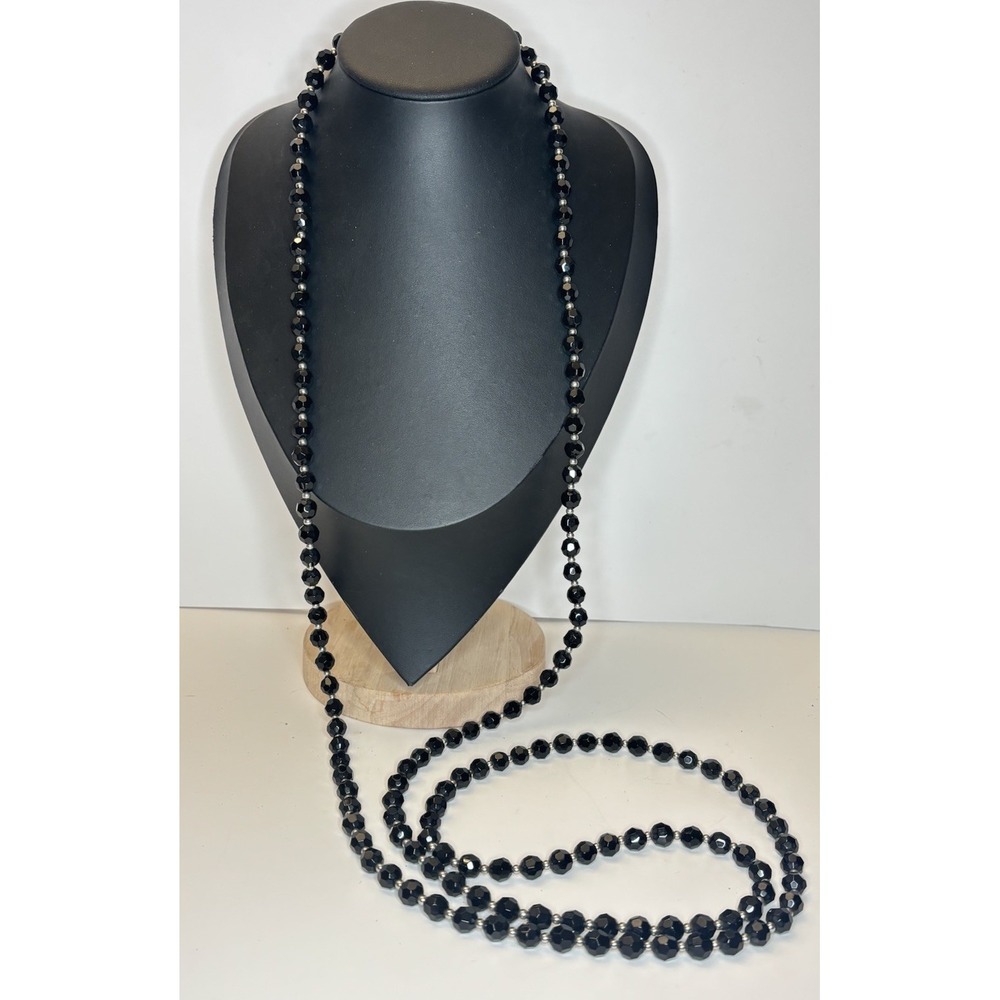 Vintage Cookie Lee Glass Bead Necklace 60" Extra Long Flapper Signed